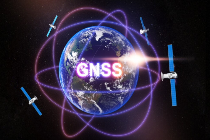 Technology communication image global navigation satellite system,standard generic term for satellite navigation systems,GNSS,3d rendering