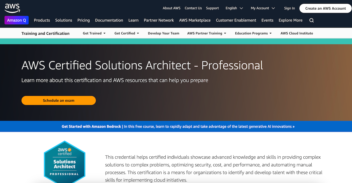 The AWS Certified Solutions Architect - Professional certification is intended for people who have at least two years of professional experience with AWS Cloud.