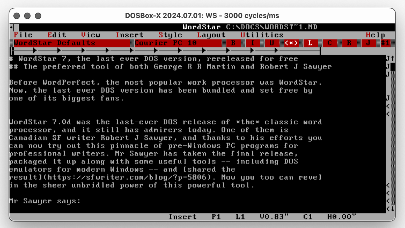wordstar 7 on macos